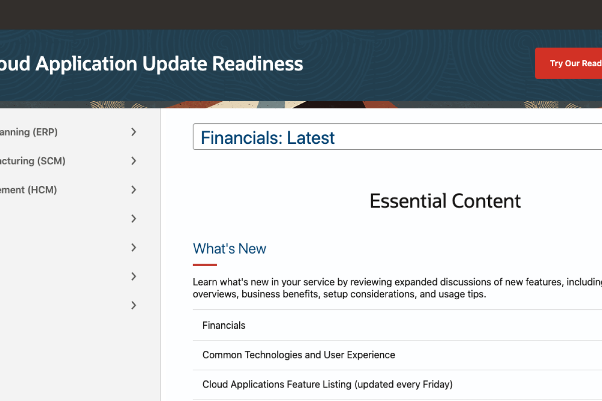 Oracle Cloud Readiness Site